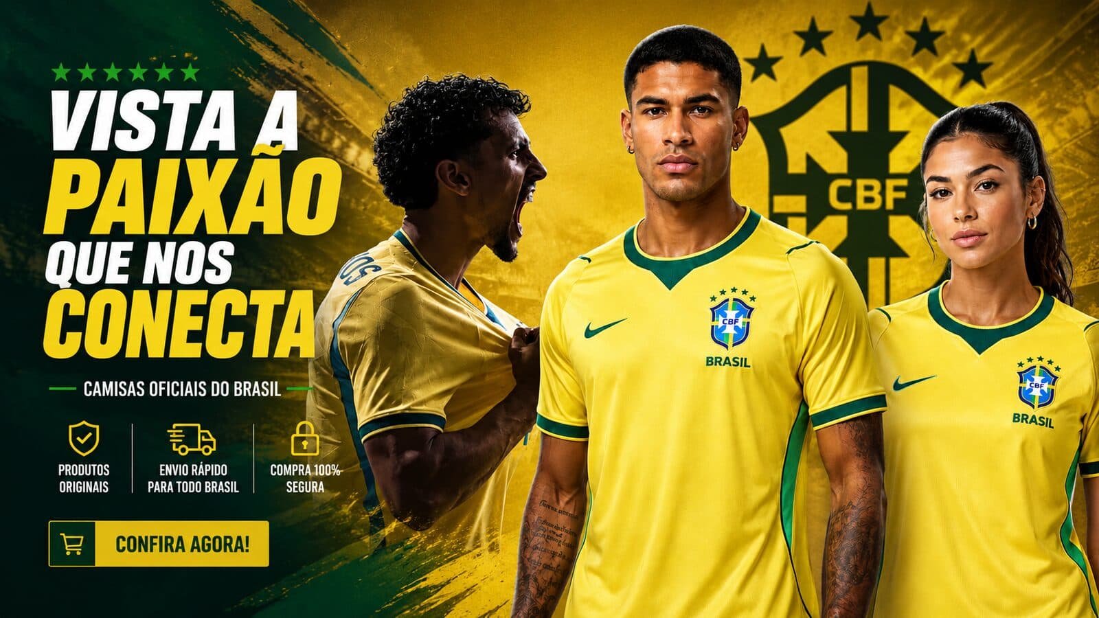 Vista a paixão que nos conecta — camisas oficiais do Brasil