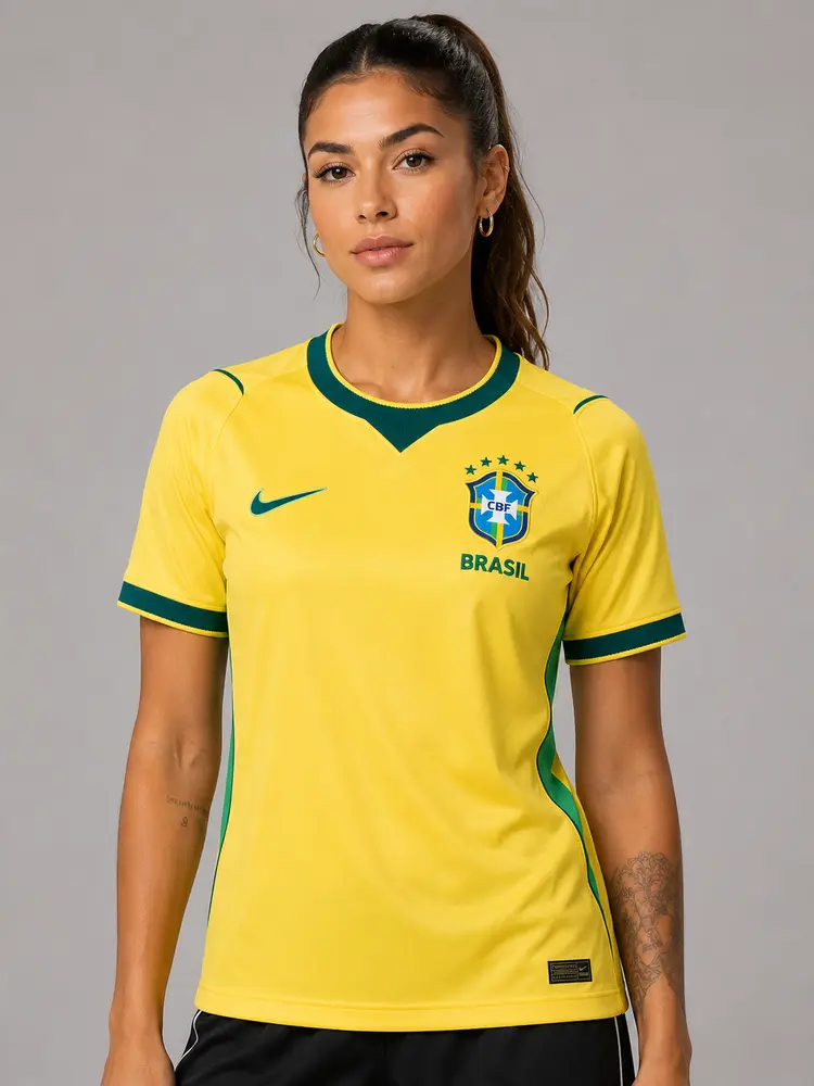 Camisa Brasil I 2026 — Oficial Torcedor (Amarela) — Feminina